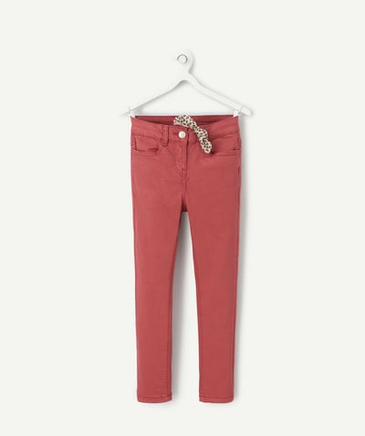 CategoryModel (8824667570318@1406)  - Pantalon skinny fille en fibres recyclées rouge avec noeud