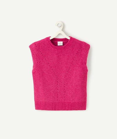 CategoryModel (8821758656654@842)  - Pull fille en fibres recyclées sans manches fuchsia