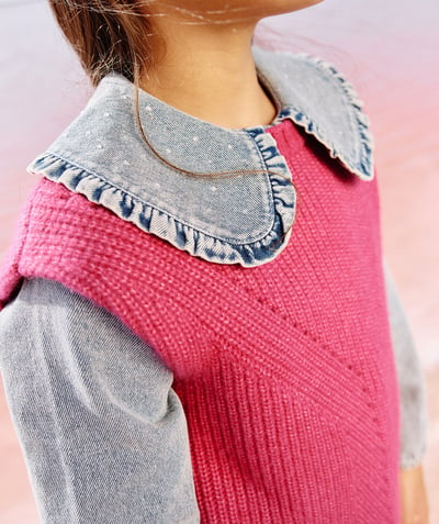 CategoryModel (8821761573006@30893)  - Pull fille en fibres recyclées sans manches fuchsia