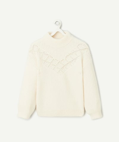 CategoryModel (8824667603086@463)  - pull fille en fibres recyclées et maille ajourée écru