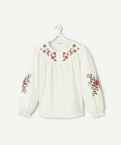 CategoryModel (8824667570318@1406)  - witte meisjesblouse met bloemendetails