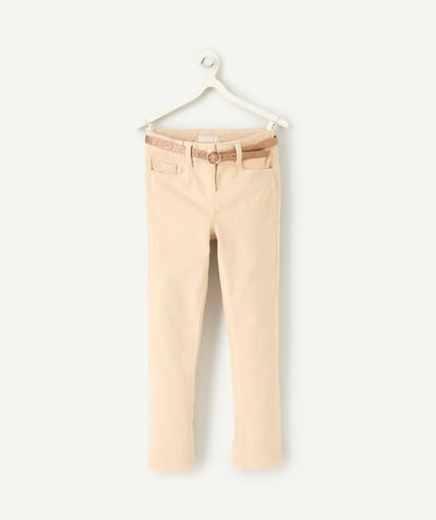 CategoryModel (8821758460046@1929)  - Skinny beige meisjesbroek van gerecyclede vezels met ceintuur