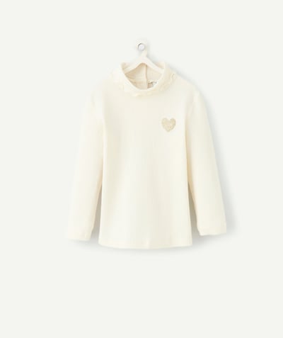 CategoryModel (8821758361742@10152)  - Sous-pull bébé fille en fibres recyclées écru avec motif coeur