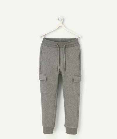 CategoryModel (8824667570318@1406)  - jogging garçon en fibres recyclées gris foncé chiné avec poches cargo