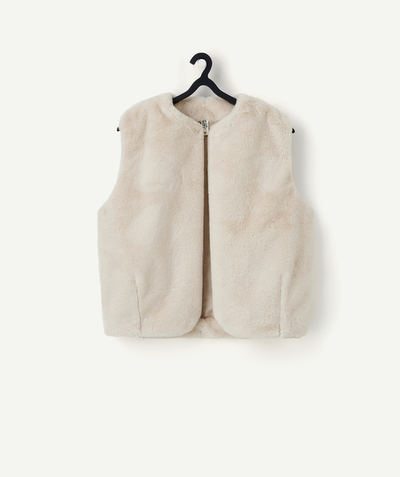 CategoryModel (8826176274574@2)  - veste sans manches fille en fibres recyclées tout doux écru