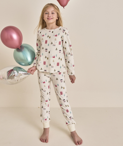 CategoryModel (8821759410318@531)  - witte fluwelen pyjama met cityprint voor meisjes van gerecyclede vezels