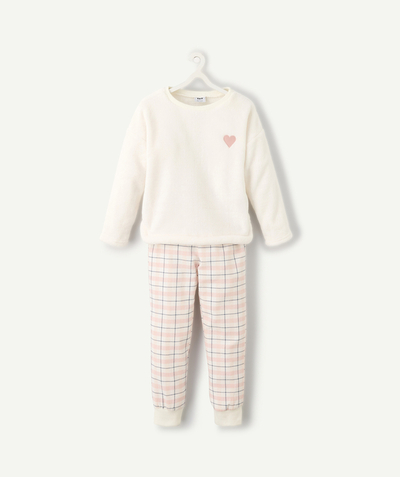 CategoryModel (8826206978190@227)  - Pyjama polaire long fille en velours à carreaux et motif coeur