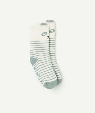 CategoryModel (8821752889486@5611)  - paire de chaussettes bébé garçon antidérapantes panda écru et vert