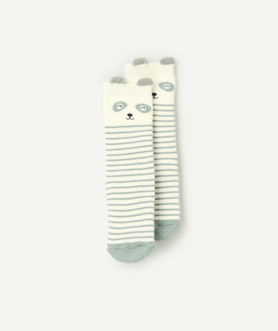 CategoryModel (8821755871374@1188)  - paire de chaussettes bébé garçon antidérapantes panda écru et vert