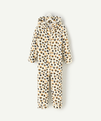 CategoryModel (8824928927886@20)  - suprpyjama polaire fille en fibres recyclées écru imprimé pattes de chiens