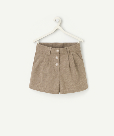 CategoryModel (8825586745486@54)  - short fille en fibres recyclées marron imprimé pied de poule