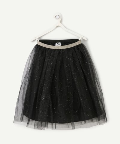 CategoryModel (8821758066830@3756)  - jupe plissé fille en fibres recyclées en tulle noir avec paillettes et élastique