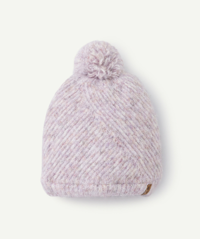 CategoryModel (8821760917646@360)  - Bonnet fille tricoté en fibres recyclées à pompon rose pastel