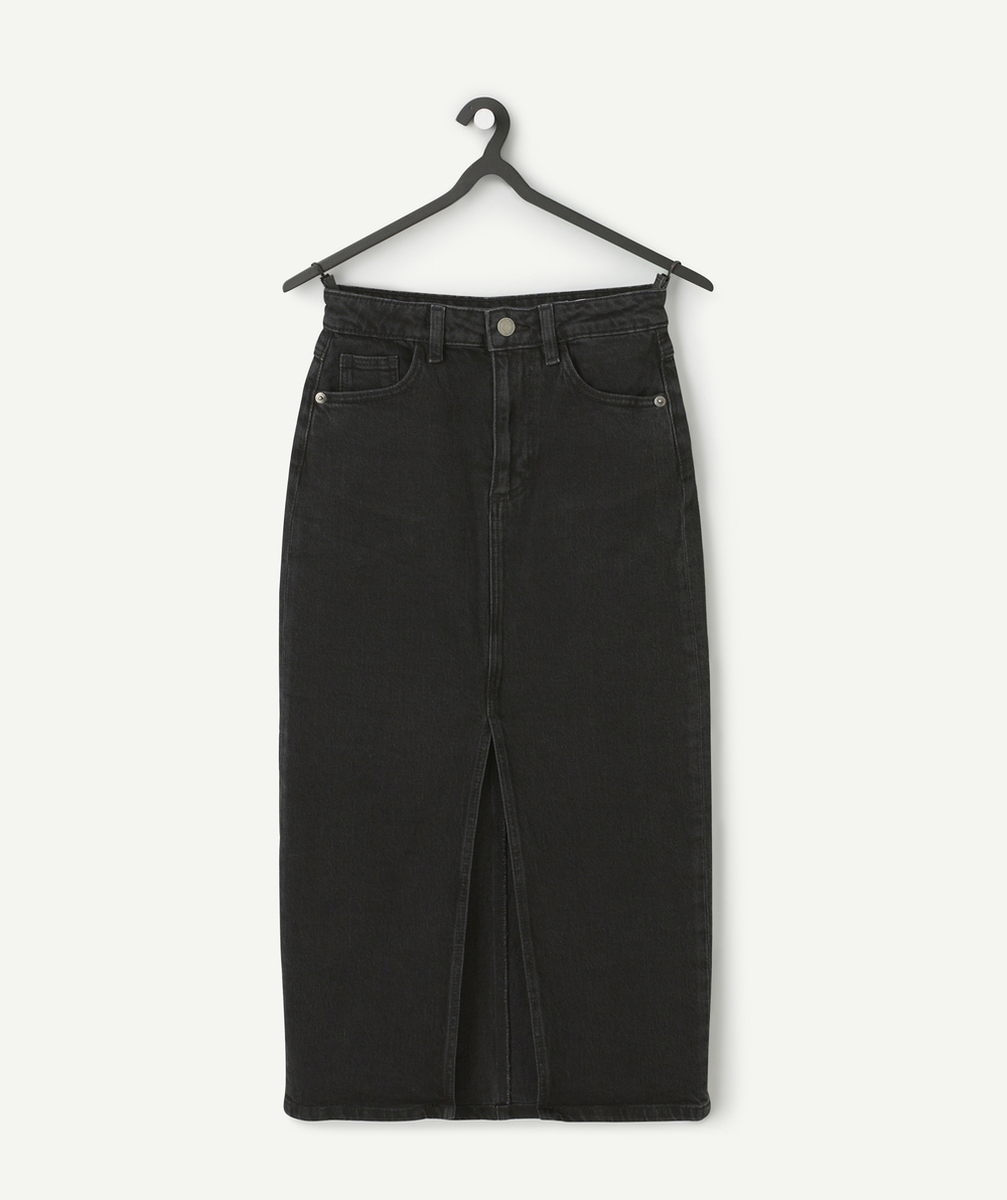   - Jupe en jean noire fille ado, low impact