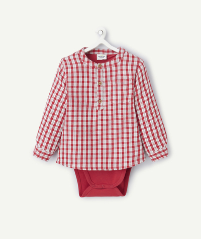 CategoryModel (8821754691726@1841)  - Rood en wit geruit baby jongens shirt