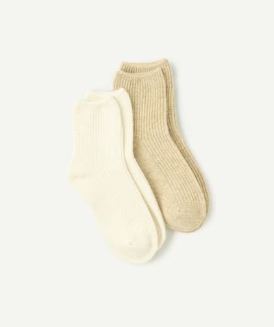 CategoryModel (8824897011854@112)  - Lot de 2 paires de chaussettes fille côtelées beige et écru