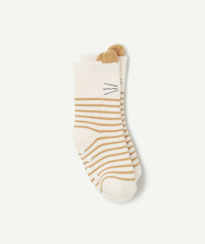 CategoryModel (8821752103054@1937)  - Chaussettes bébé fille rayées beige et blanc 