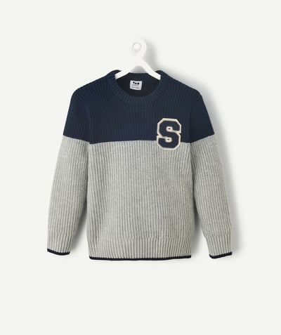 CategoryModel (8824928927886@20)  - Pull garçon bleu marine et gris en maille