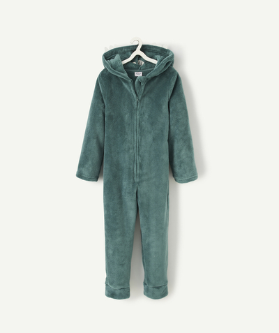 CategoryModel (8824896946318@530)  - surpyjama garçon en fibres recyclées vert avec capuche en forme de tête de monstre