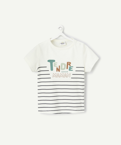 CategoryModel (8821755183246@791)  - t-shirt manches courtes bébé garçon en coton bio rayé écru et noir