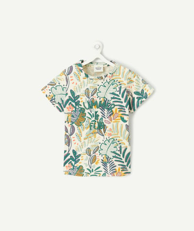 CategoryModel (8821758296206@2577)  - t-shirt bébé garçon en coton bio écru imprimé tropical et animation lettre