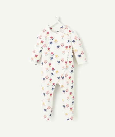 CategoryModel (8825487753358@457)  - dors bien bébé en fibres recyclées blanc imprimé fleuri rose vert et bleu