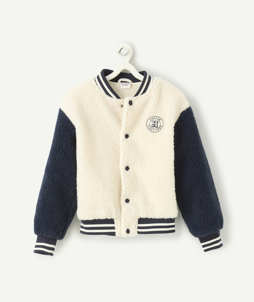   - Cardigan garçon en sherpa bicolore