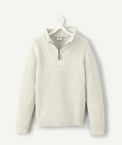 CategoryModel (8821761900686@1125)  - Pull garçon écru en coton et zippé