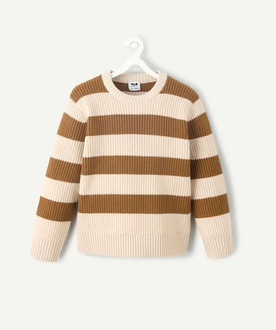 CategoryModel (8821761638542@2086)  - Pull garçon rayé beige et marron