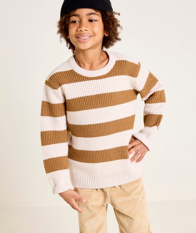 CategoryModel (8824896946318@575)  - Pull garçon rayé beige et marron