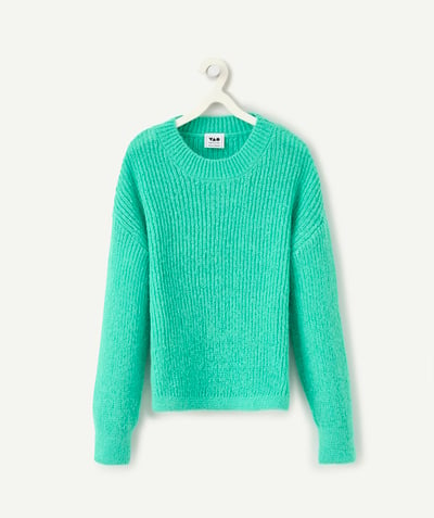 CategoryModel (8821758656654@883)  - Pull fille vert menthe en fibres recylcées