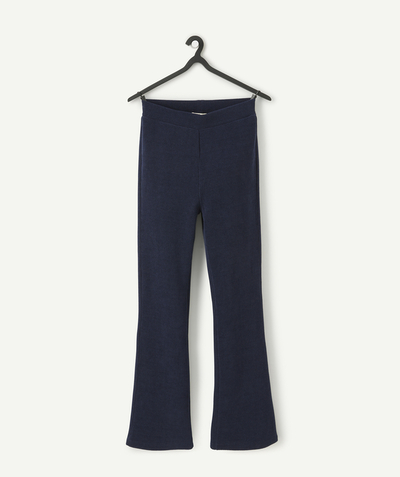 CategoryModel (8824667865230@165)  - Pantalon flare fille en fibres recyclées côtelé bleu marine