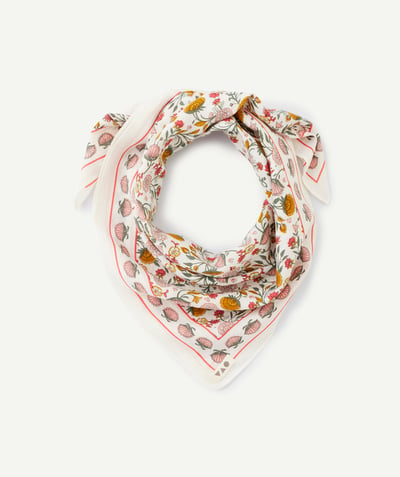 CategoryModel (8824928927886@20)  - foulard fille en coton écru imprimé fleuri