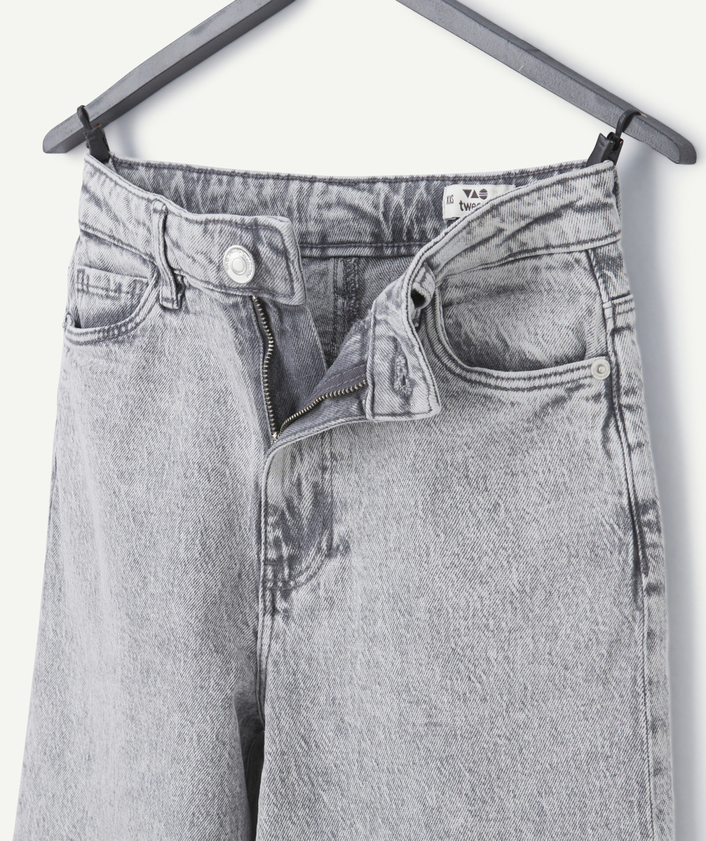   - Jean large pour fille ado en denim gris 