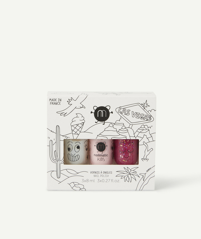   - SET VAN 3 ROZE GLITTER NAGELLAKJES OP WATERBASIS VOOR MEISJES