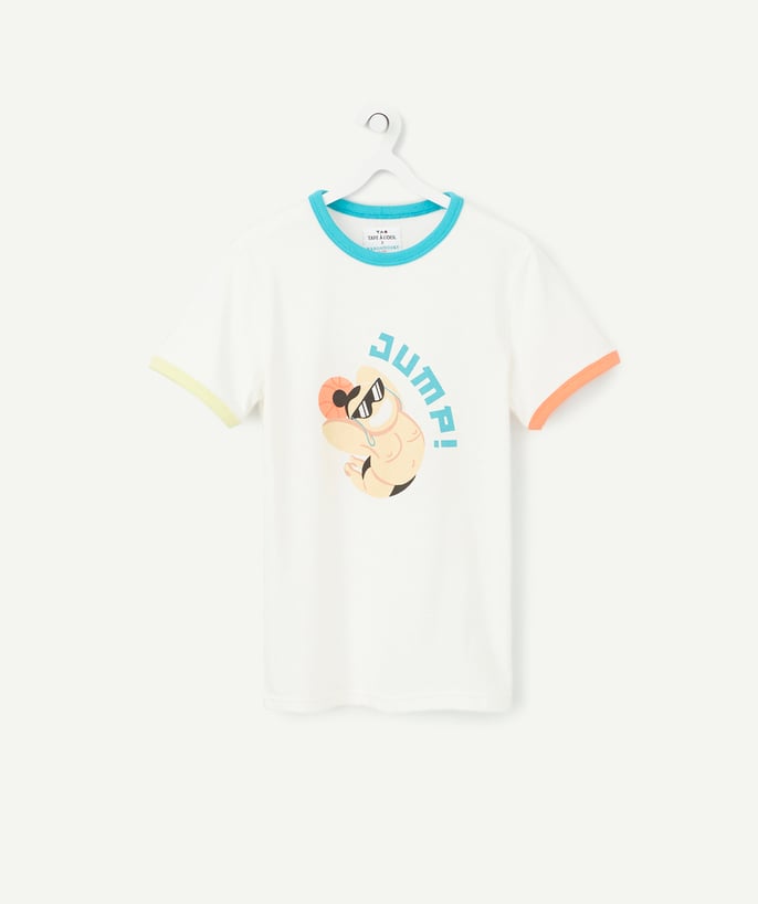   - LE T-SHIRT BLANC EN COTON BIOLOGIQUE AUX DÉTAILS COLORÉS