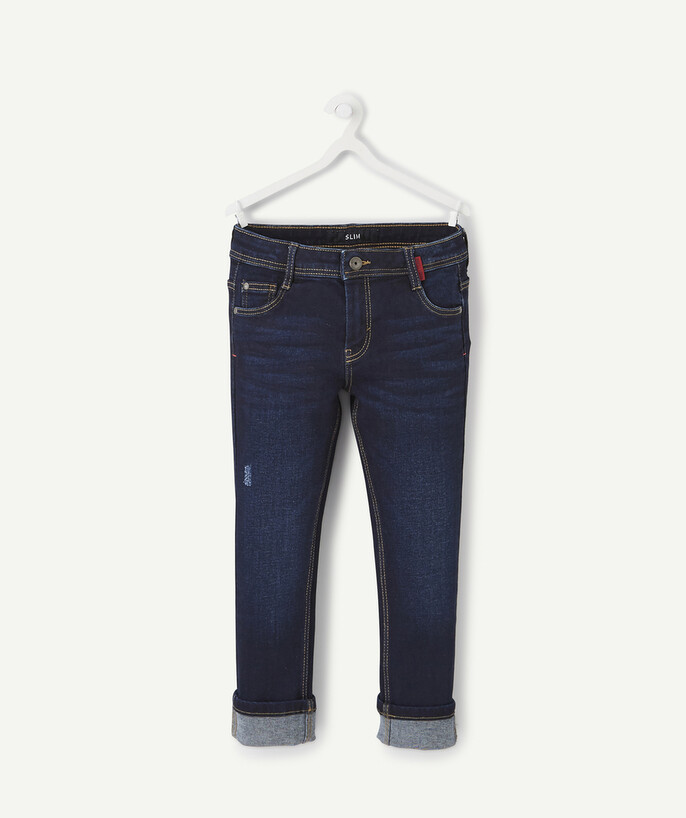   - GEKREUKTE SLIM RAW JEANS, TAILLE +