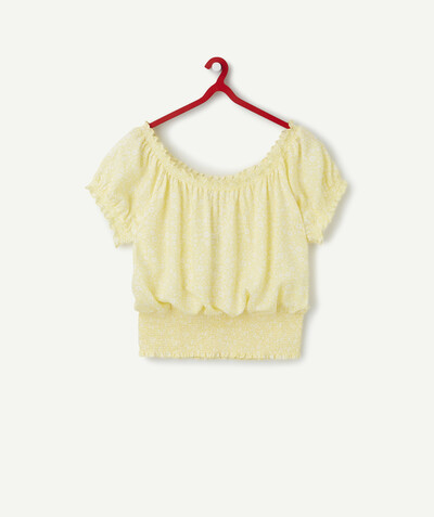 CategoryModel (8821765701774@1351)  - LE T-SHIRT JAUNE FLEURI EN VISCOSE AU COL BATEAU