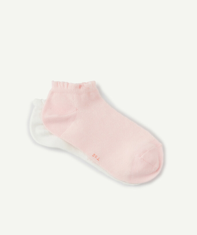   - LES 2 PAIRES DE CHAUSSETTES BLANCHES ET ROSES VOLANTÉES