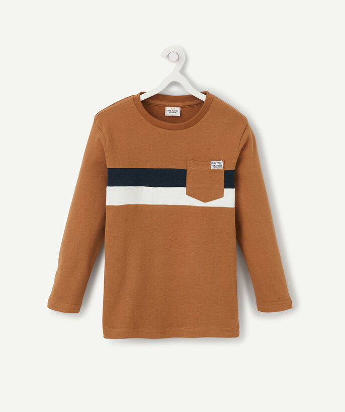   - CAMEL COLOR BLOCK T-SHIRT VAN BIOLOGISCH KATOEN