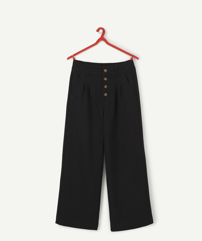   - LE PANTALON FLUIDE NOIR AVEC PINCES ET BOUTONS