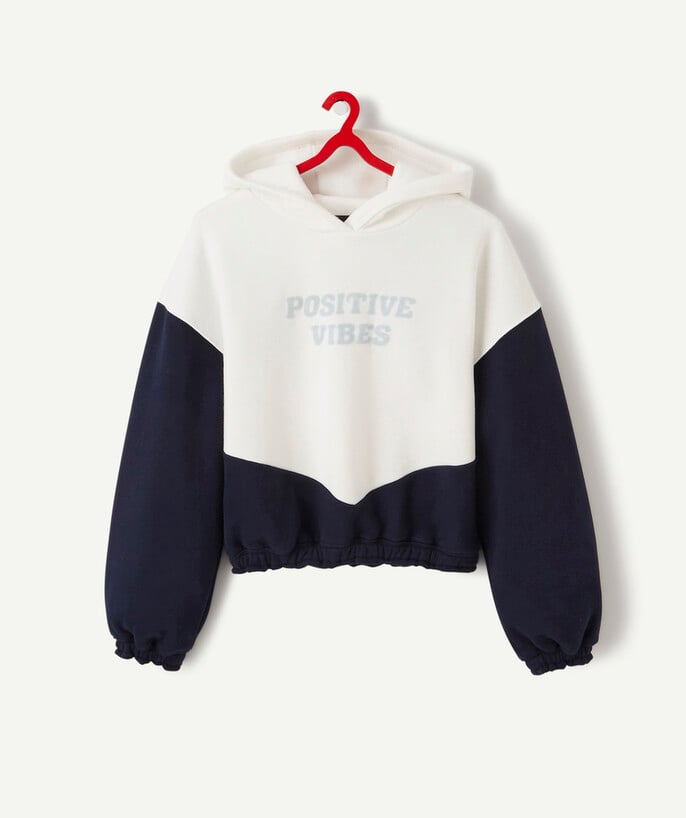   - LE SWEAT BICOLORE AVEC MESSAGE FEUTRINE EN COTON BIOLOGIQUE