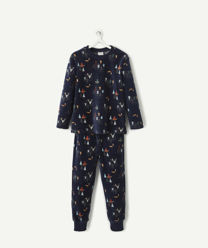   - MARINEBLAUWE FLEECE PYJAMA MET DENNEN EN DIEREN PRINT VOOR JONGENS