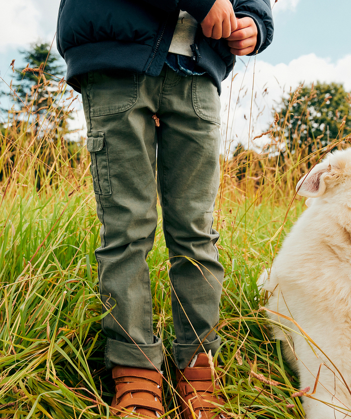   - JULIEN LE PANTALON CARGO KAKI AVEC CEINTURE ET POCHES GARÇON