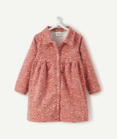 CategoryModel (8821752627342@3679)  - ROBE ROSE EN VELOURS IMPRIMÉ FLEURI BÉBÉ FILLE