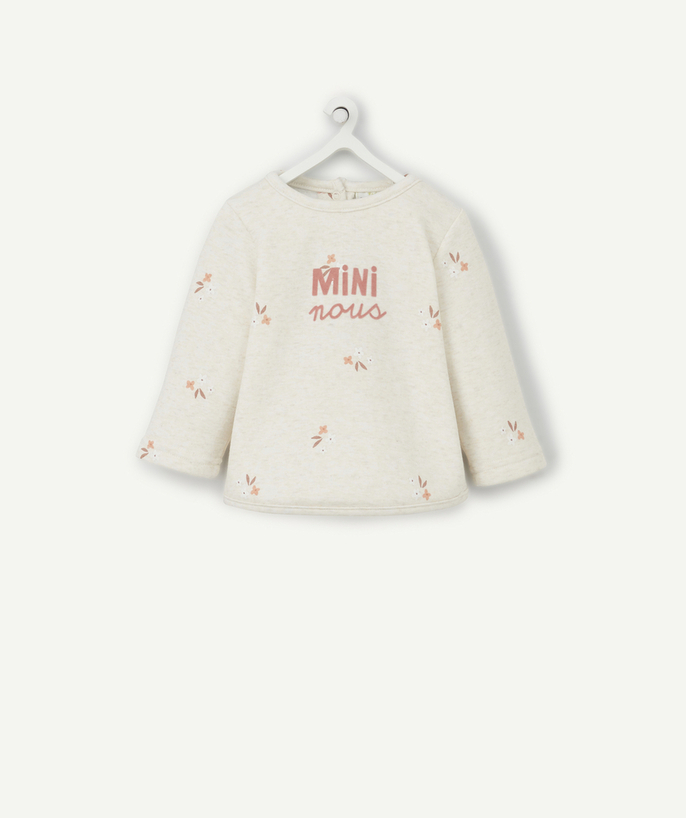   - ECRU SWEATSHIRT VAN GERECYCLEDE VEZELS MET BLOEMENPRINT VOOR BABY'S