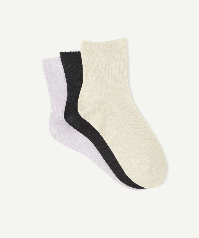   - LE LOT DE 3 PAIRES DE CHAUSSETTES UNIS ET PAILLETÉS