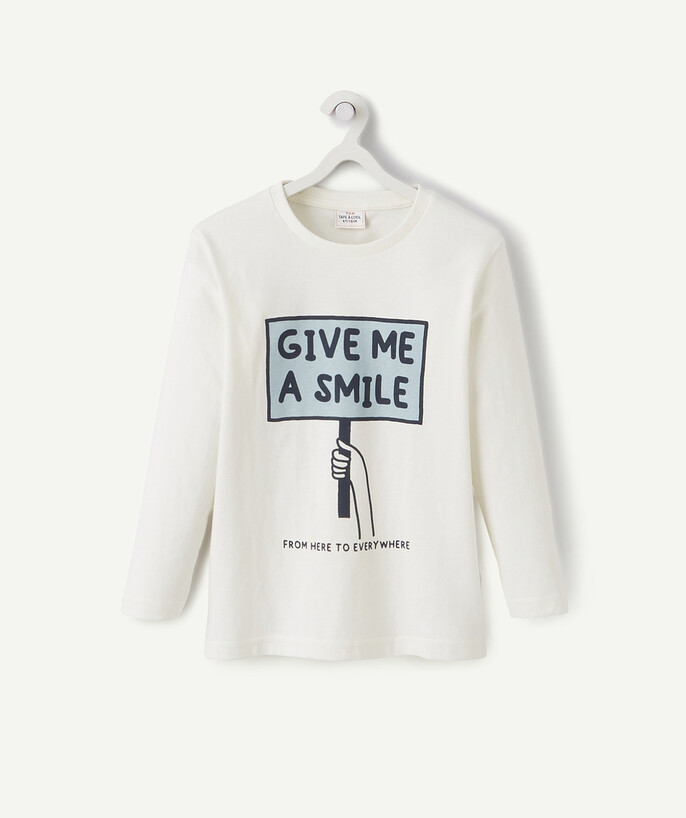   - LE T-SHIRT BLANC AVEC ANIMATION ET MESSAGE EN COTON BIOLOGIQUE