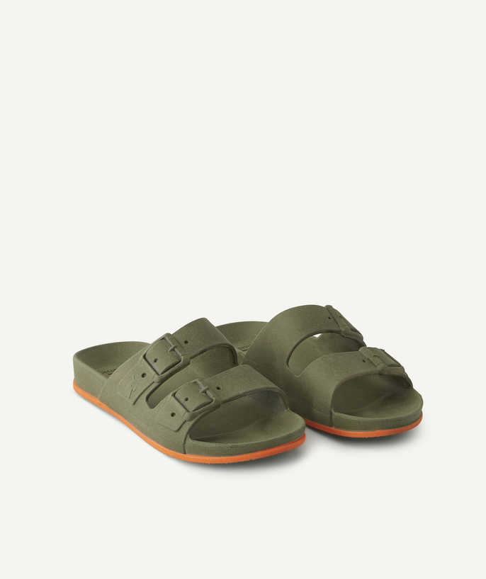   - KAKI SANDALEN MET ORANJE DETAILS KIND