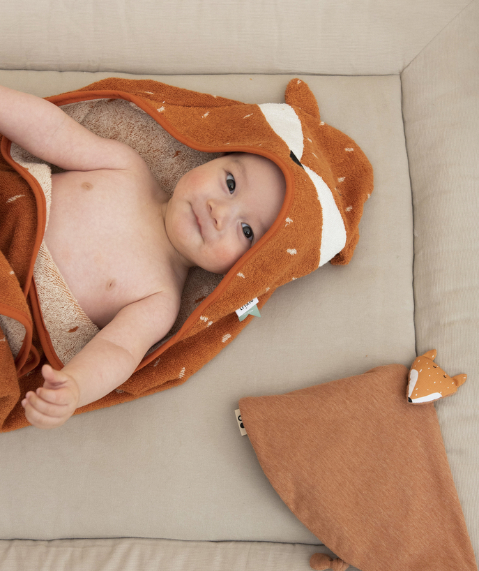   - CAPE DE BAIN CAMEL RENARD EN COTON BIO BÉBÉ